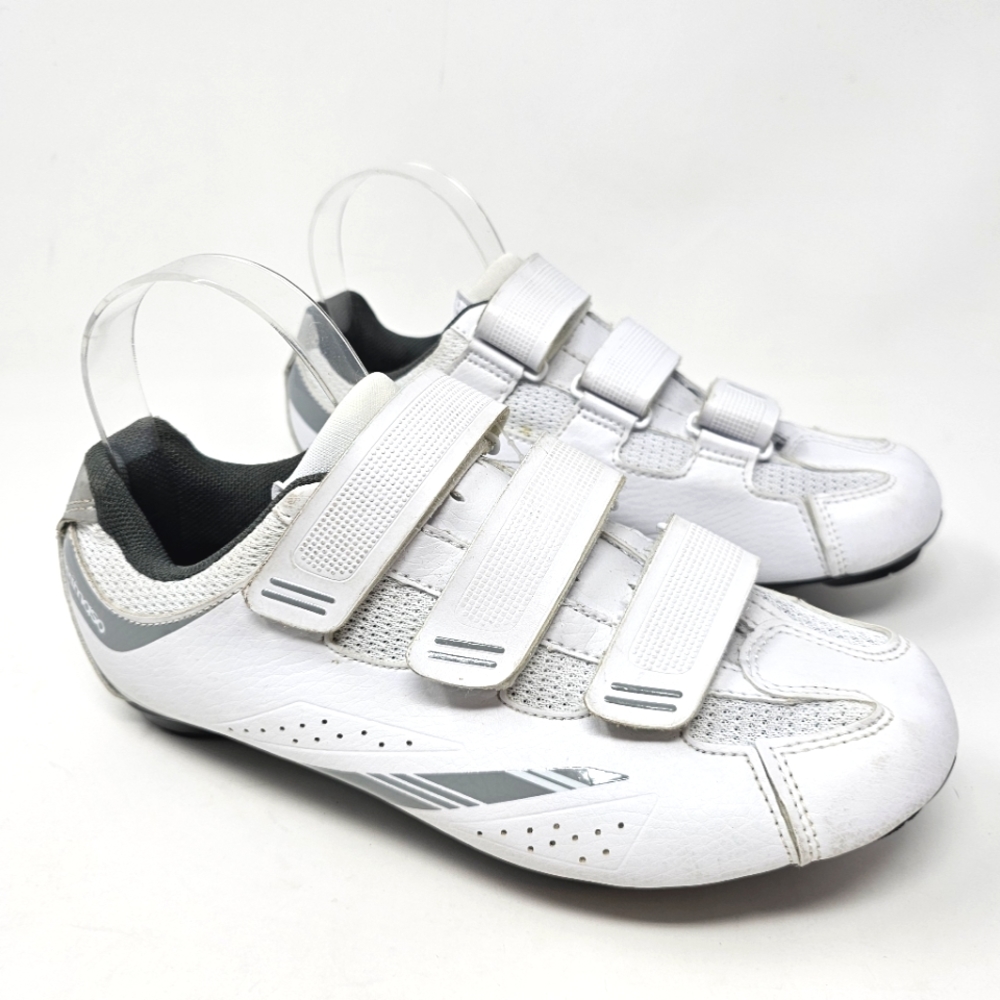 Tommaso Pista 100 Cycling Shoes Womens Size 7‎ White Gray Silver